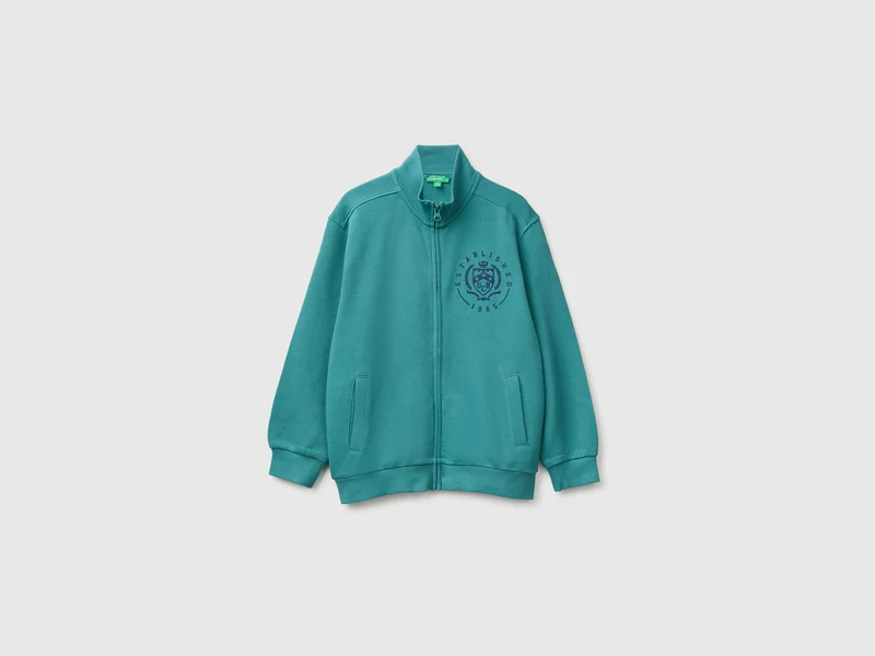 Felpa con zip 100% cotone