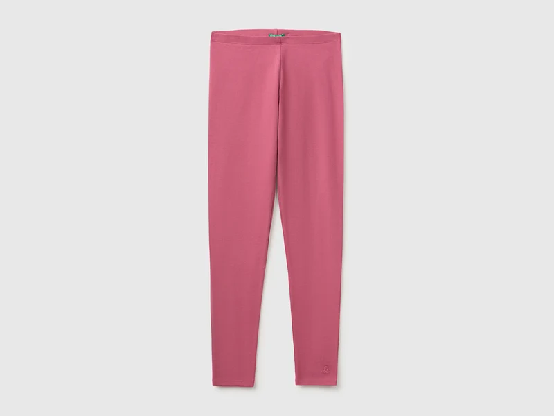 Leggings in cotone stretch con logo
