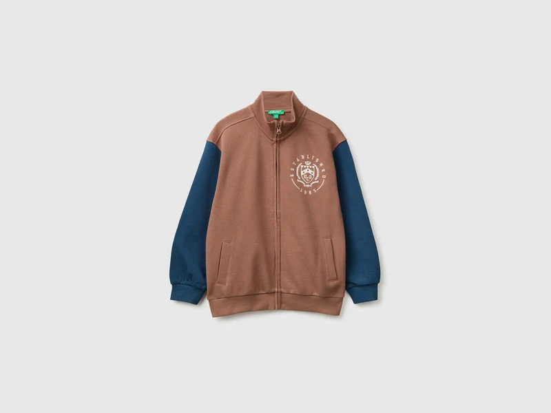 Felpa con zip 100% cotone