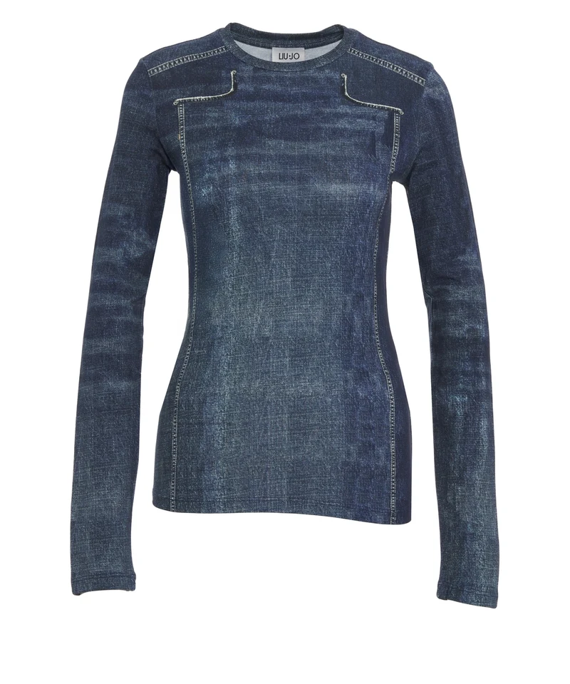 T-shirt effetto denim