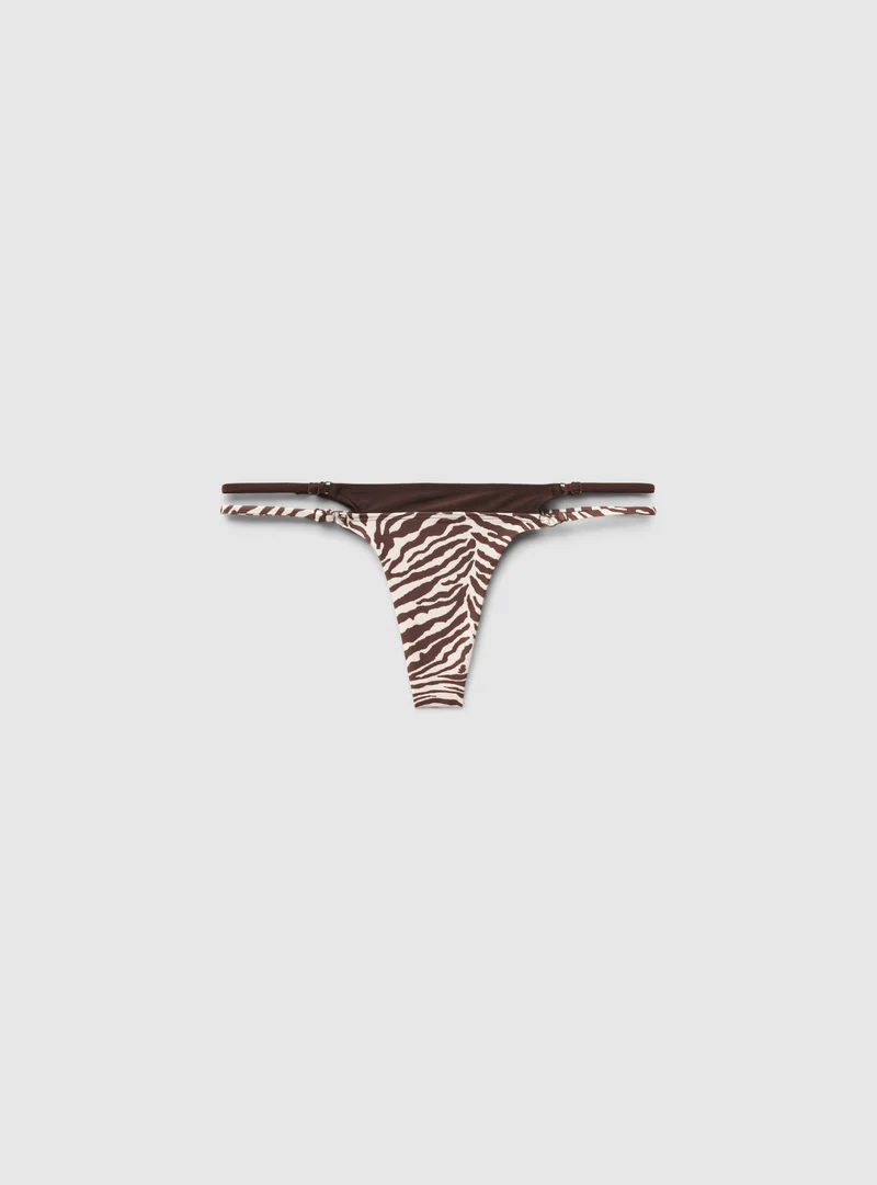 Slip bikini brasiliana con stampa zebrata