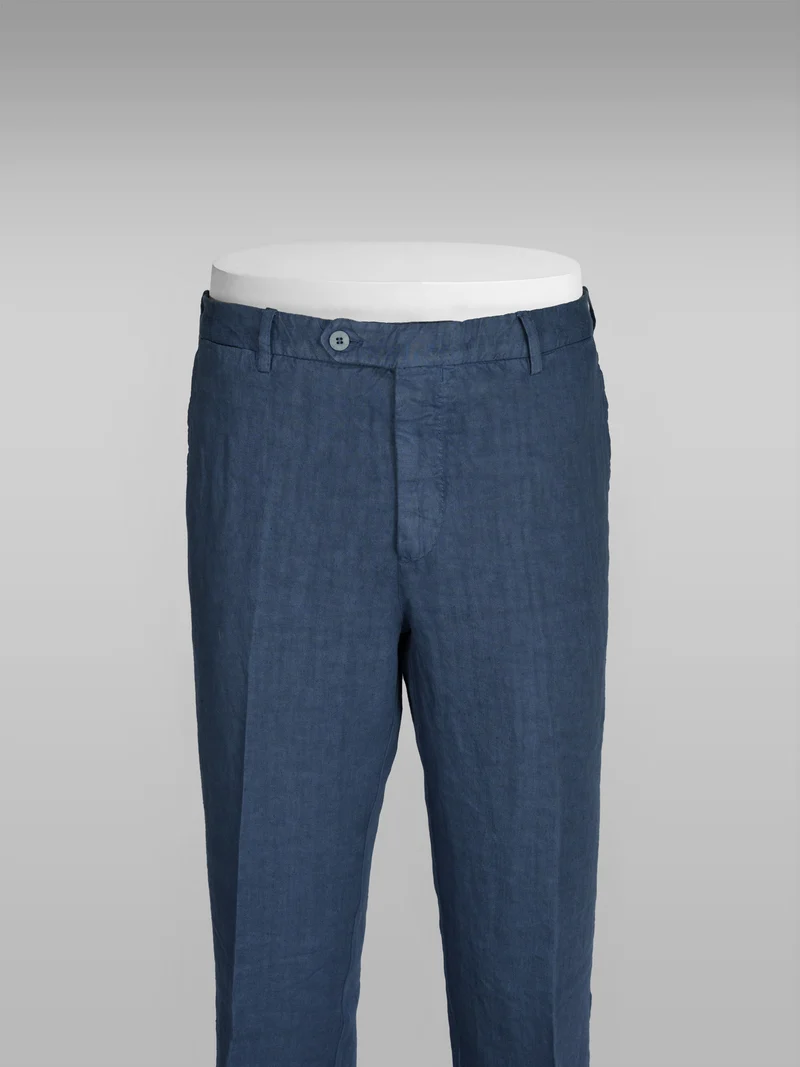 Denim blue linen sport trousers