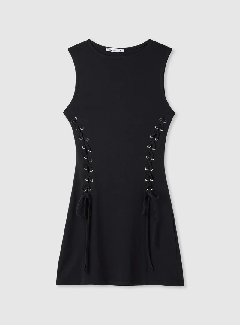 Vestito girocollo con allacciatura laterale