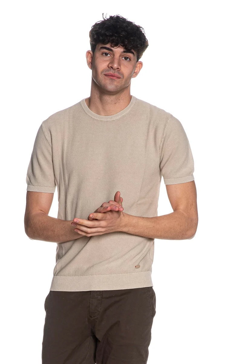 Maglia Essential Paricollo Woven Yarn Ctt Ss Da Uomo Beige