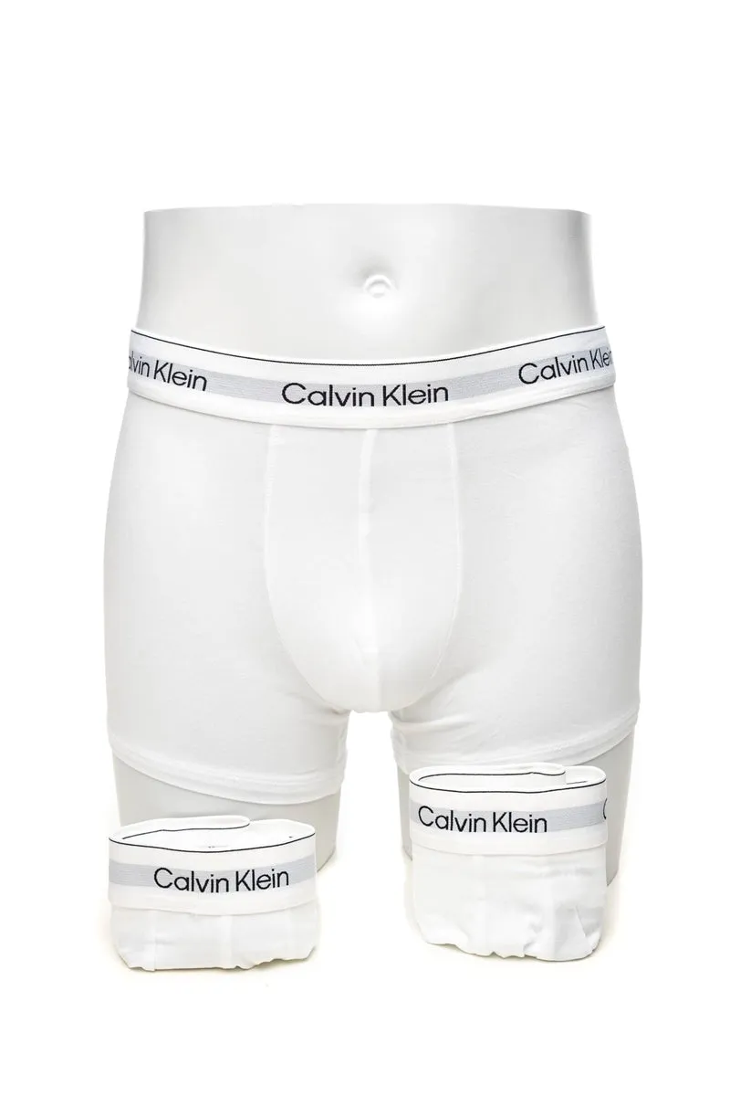 Boxer Calvin Klein Trunks 3 Pack Icon Cotton Stretch Da Uomo Bianco El Bianco In Tessuto