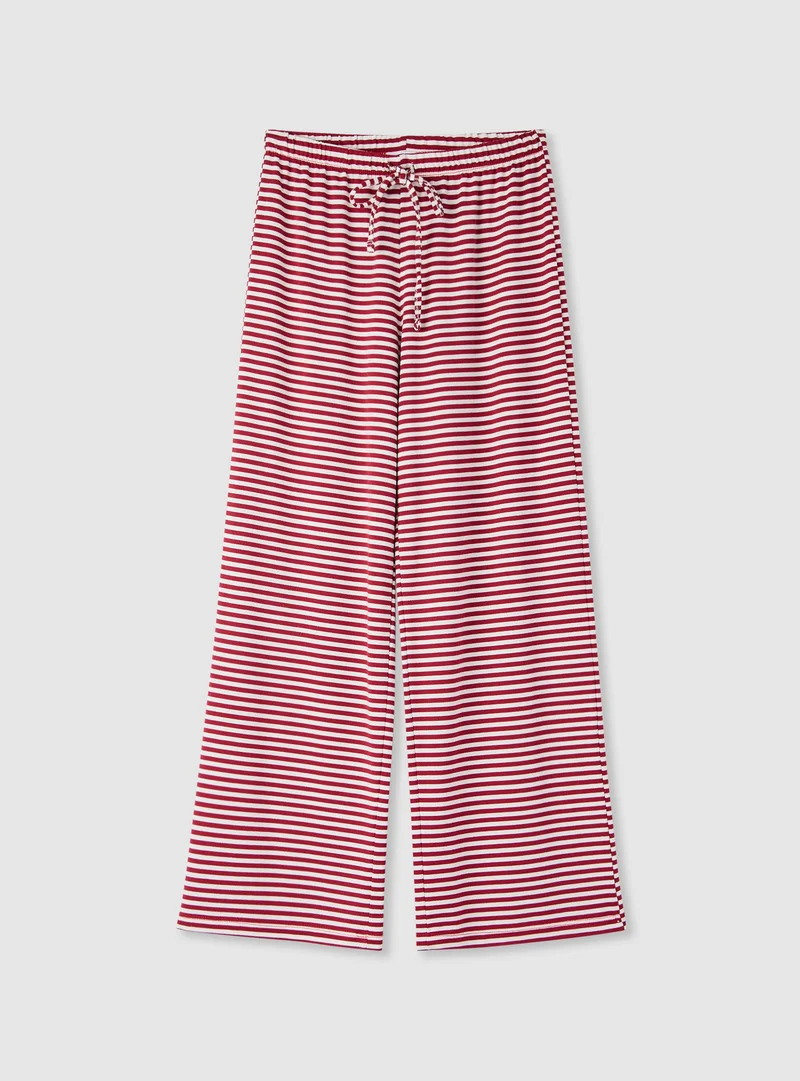 Pantaloni tuta wide leg a righe con coulisse
