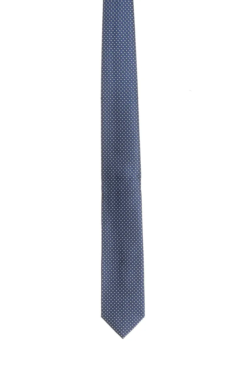 Cravatta Andrea Franceschi Dot Texture Silk 7,5 Da Uomo Blu Marina Trama Micro Pois Bianco In Seta