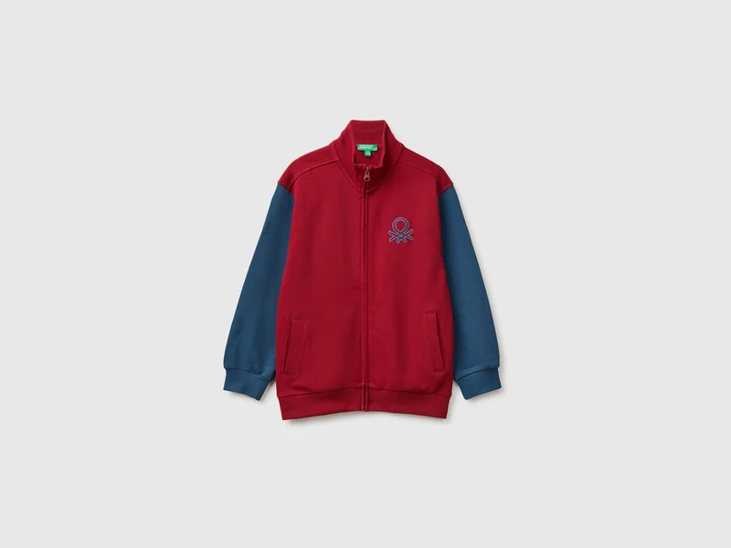 Felpa con zip 100% cotone