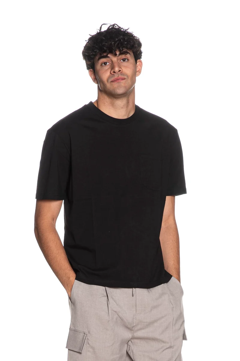 T Shirt Pyke Studio Basic Crew Pocket Da Uomo Nera