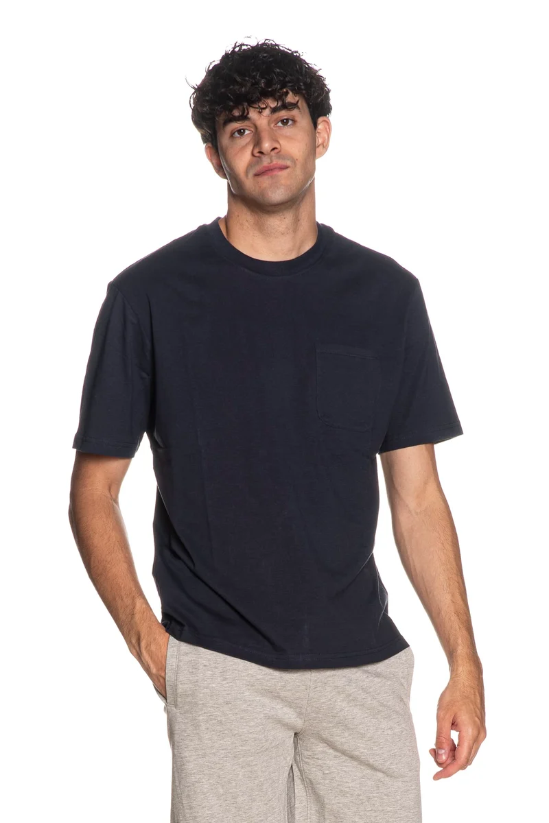 T Shirt Pyke Studio Basic Crew Pocket Da Uomo Blu Marina