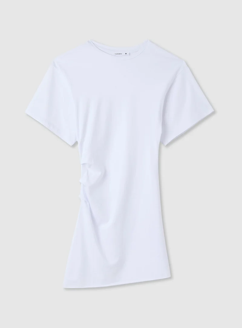 Vestito corto sciancrato tinta unita