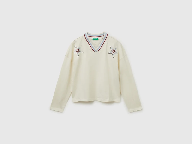 T-shirt con ricamo paillettes