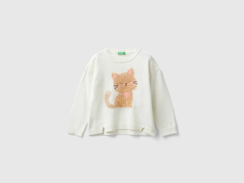 Maglioncino con intarsio gatto