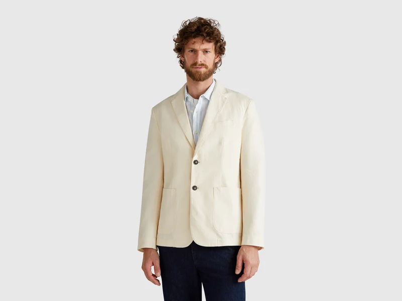 Blazer slim fit in misto lino
