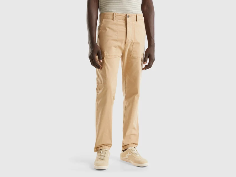 Pantaloni cargo in cotone stretch