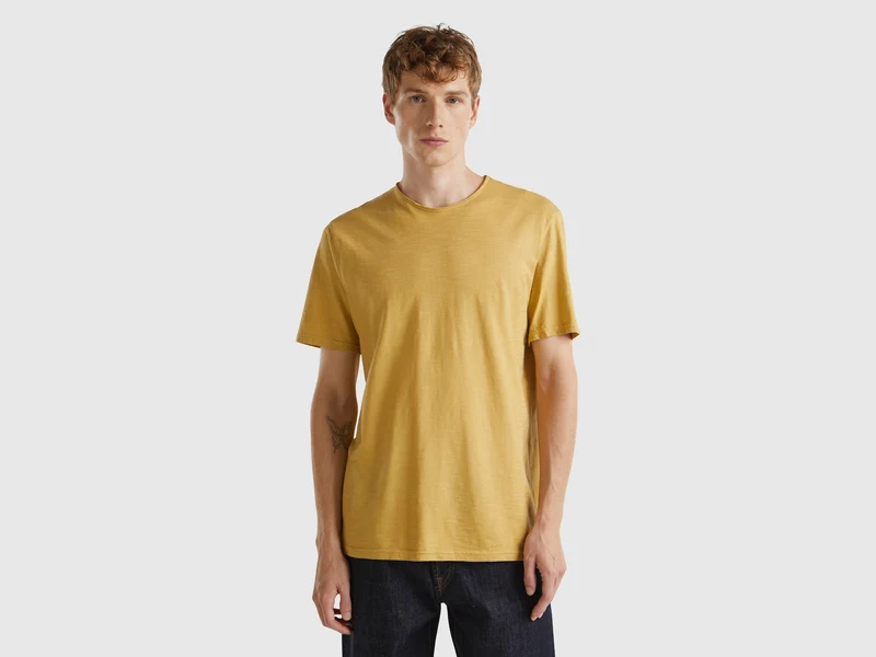 T-shirt beige in cotone fiammato