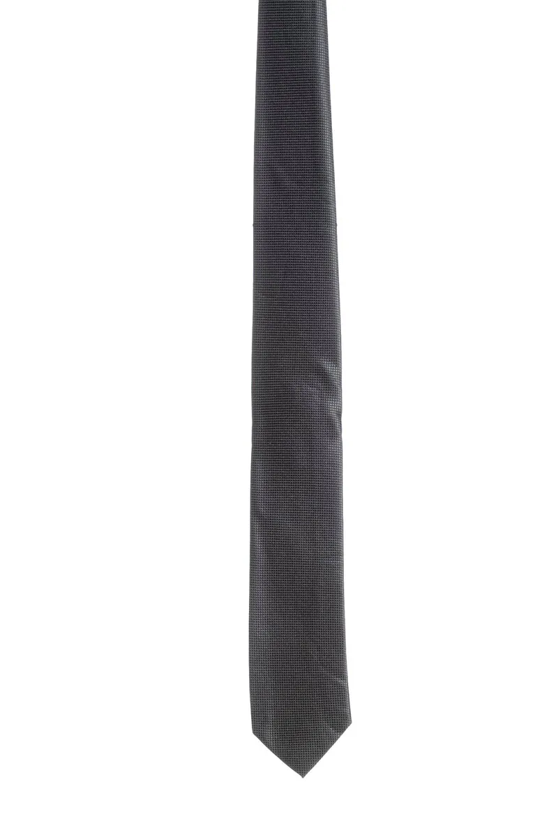 Cravatta Andrea Franceschi Diamond Texture Silk 7,5 Da Uomo Trama Diamantata Nera In Seta