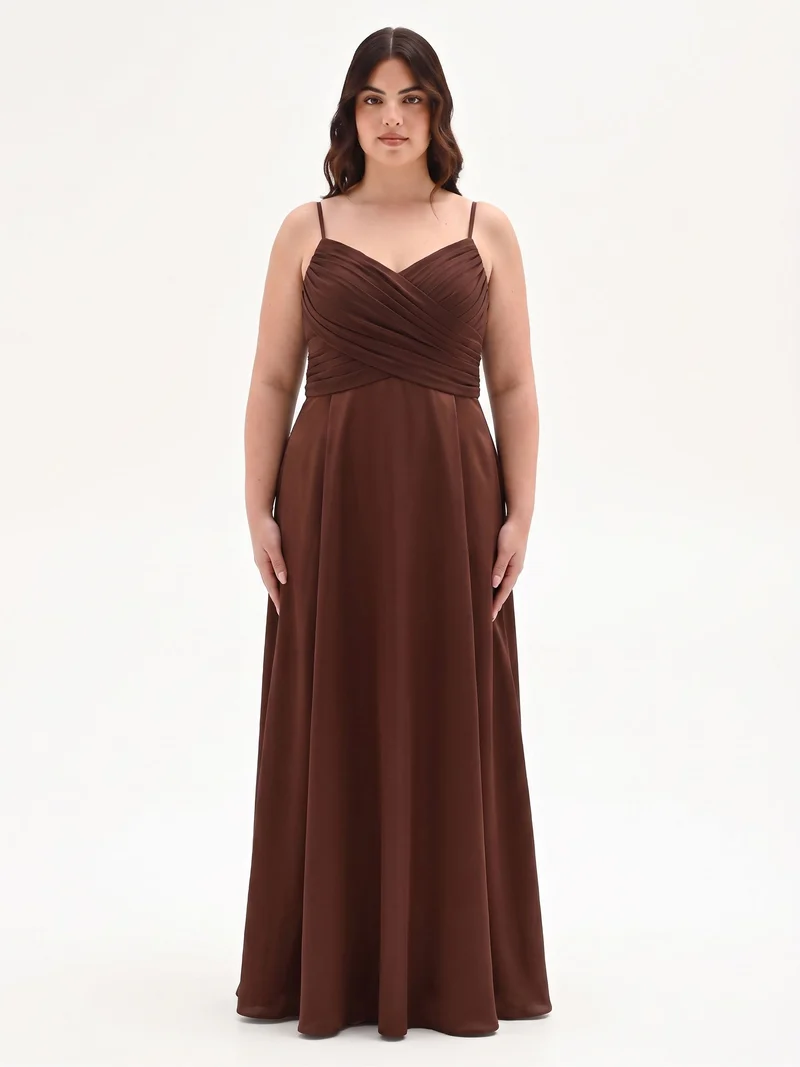 Abito Lungo Curvy con Corpino Drappeggiato