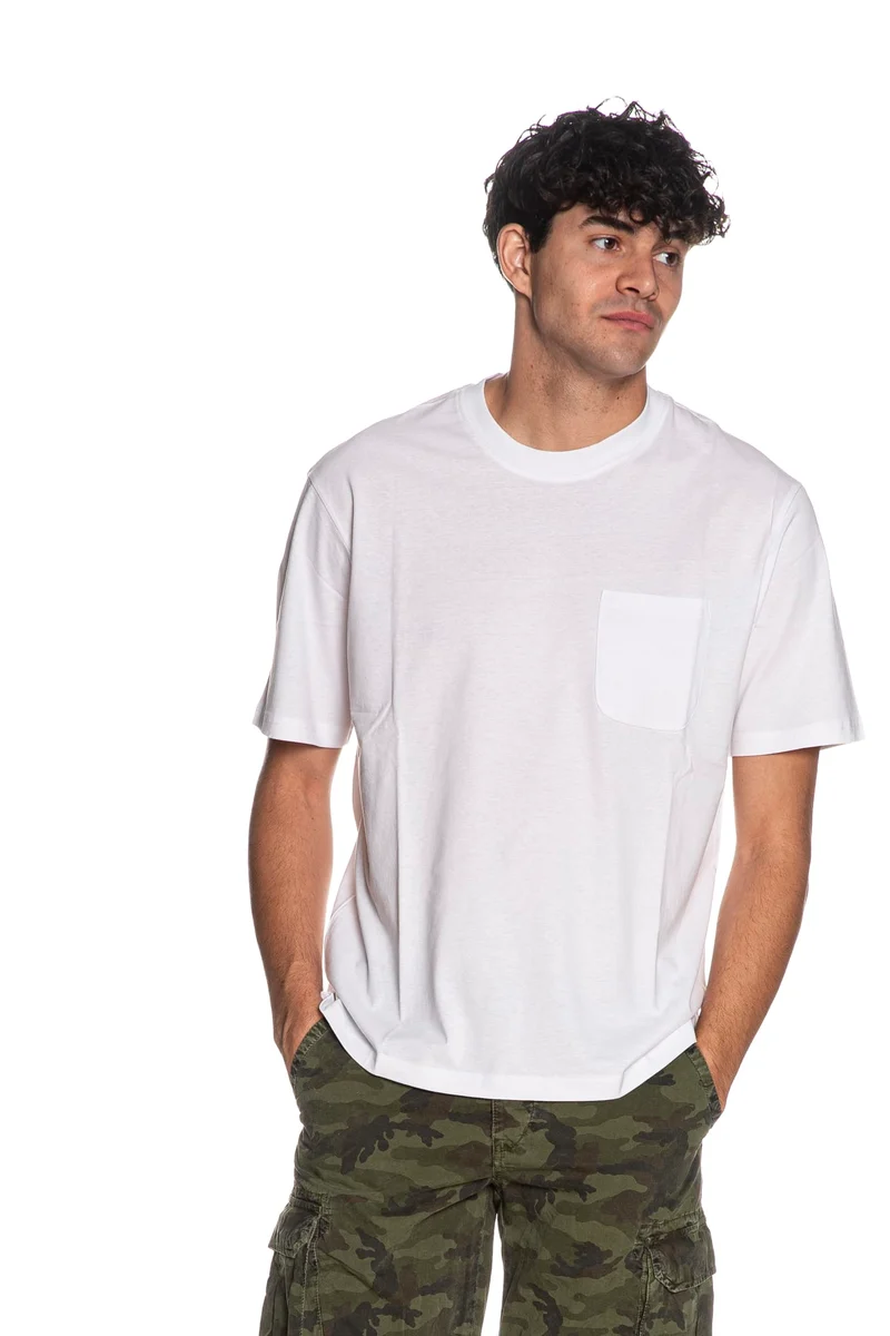T Shirt Pyke Studio Basic Crew Pocket Da Uomo Bianca