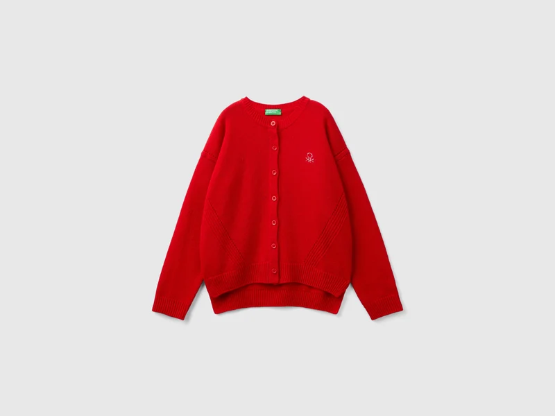 Cardigan girocollo con logo in strass