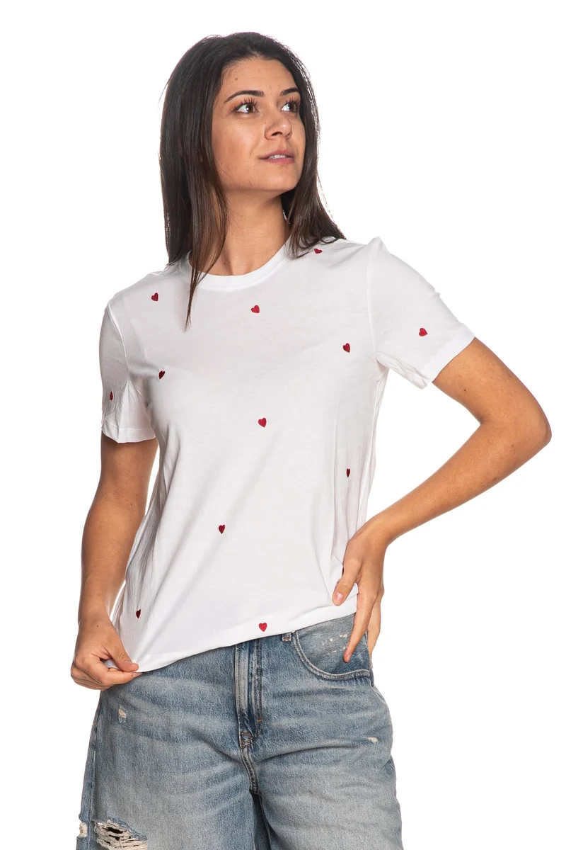T Shirt Only Ketty Flowers Da Donna Bianca Fantasia Rossa
