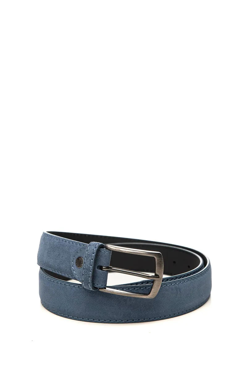 Cintura Marco Celli Lth 35 Da Uomo Azzurro In Crosta Scamosciata