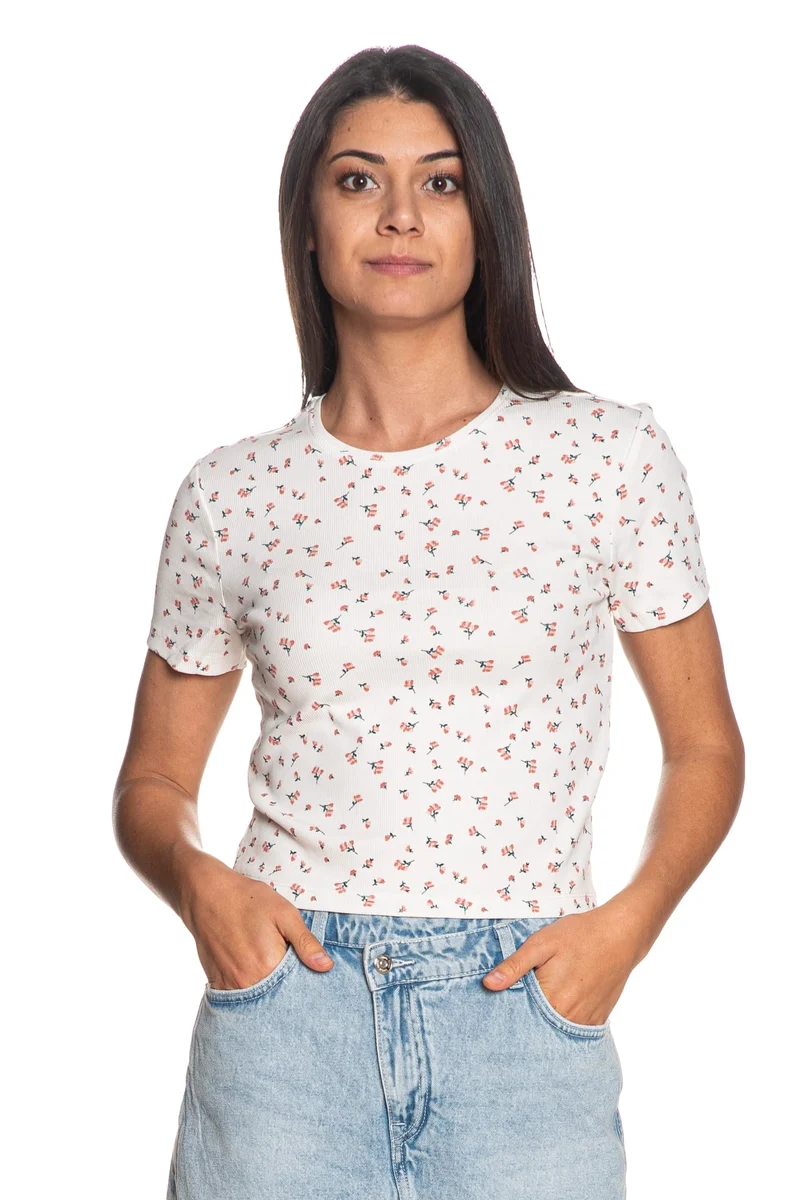 T Shirt Only Fenja Da Donna Panna Fantasia Rosa Salmone