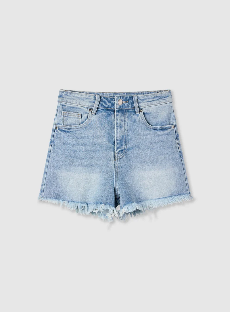 Shorts jeans con applicazioni a stella
