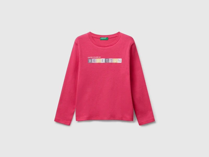 T-shirt con logo glitter in cotone