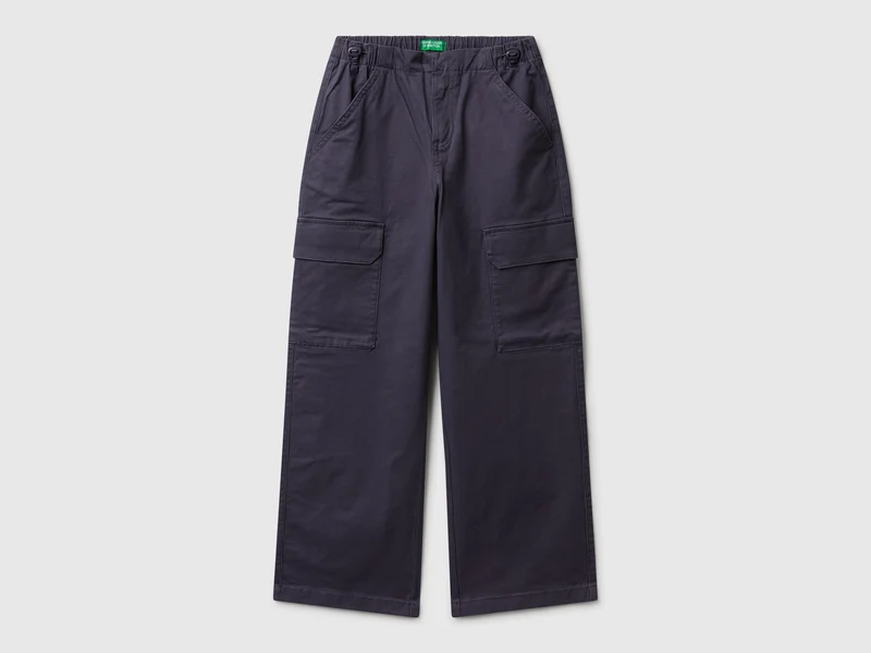 Pantaloni parachute in cotone stretch