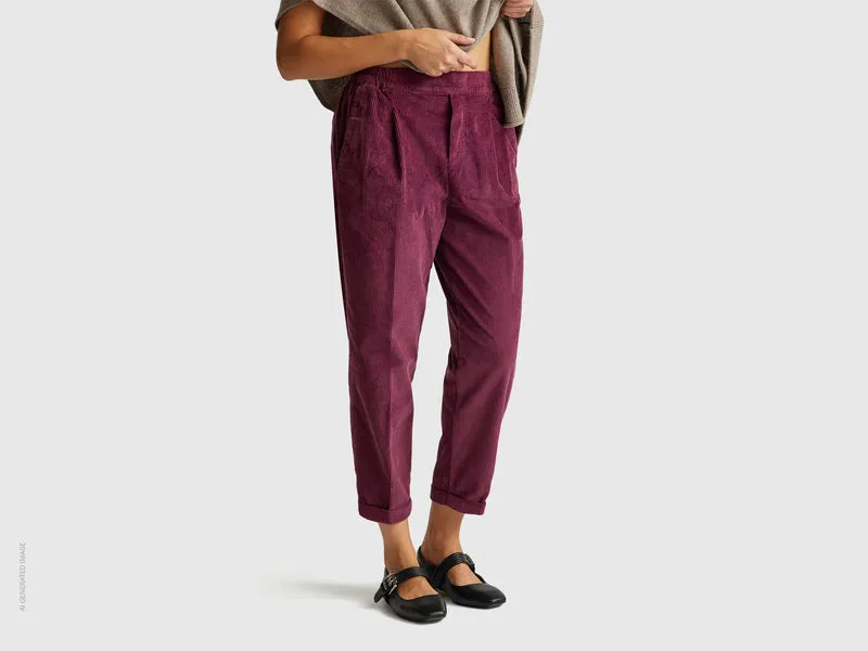 Chino in velluto con vita elasticizzata