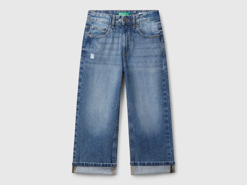 Jeans straight con risvolto