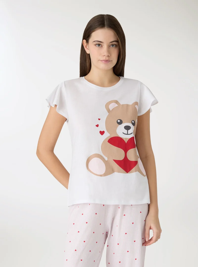 Set pigiama con orsetto e cuori