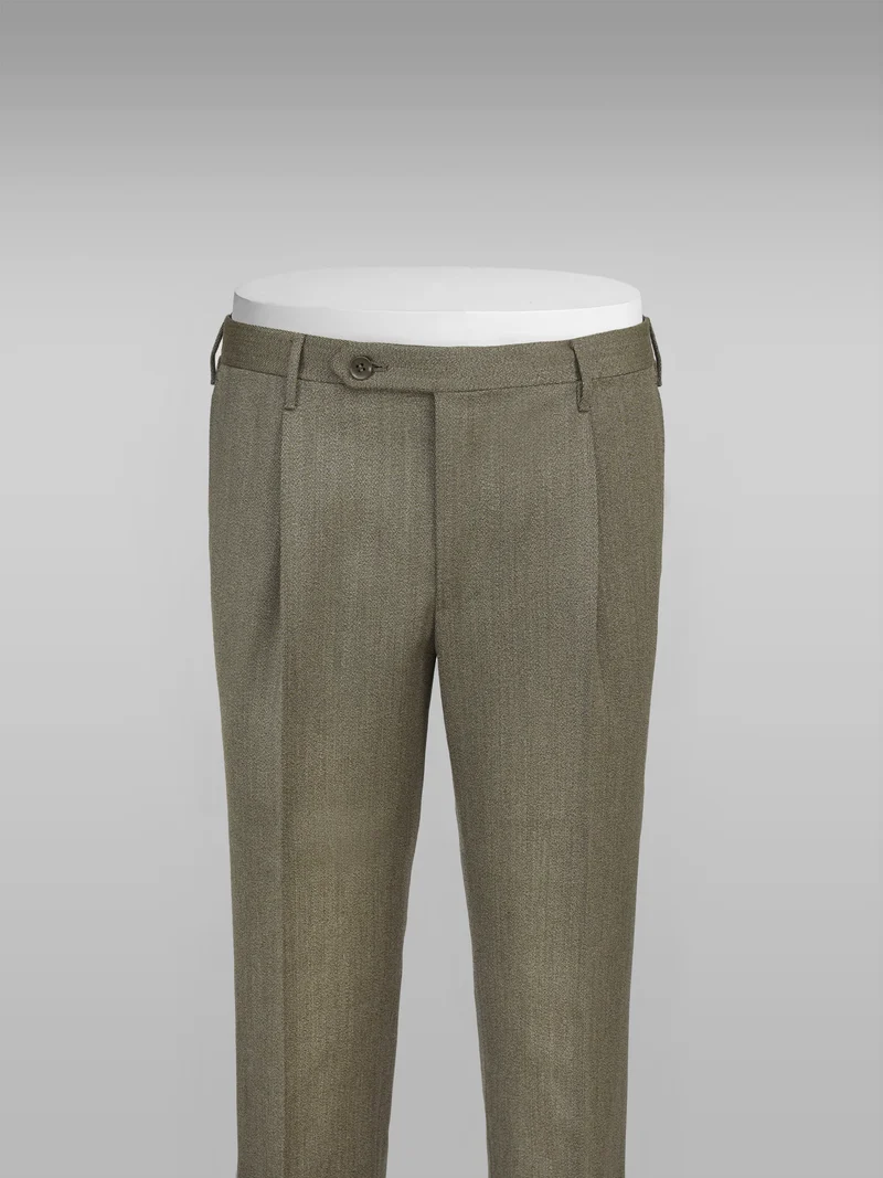 Light brown pair of regular fit covert wool trousers