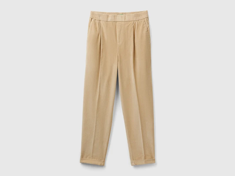 Chino in velluto con vita elasticizzata