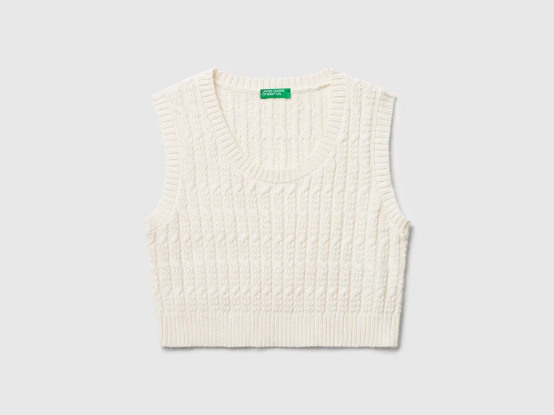 Gilet in maglia con trecce