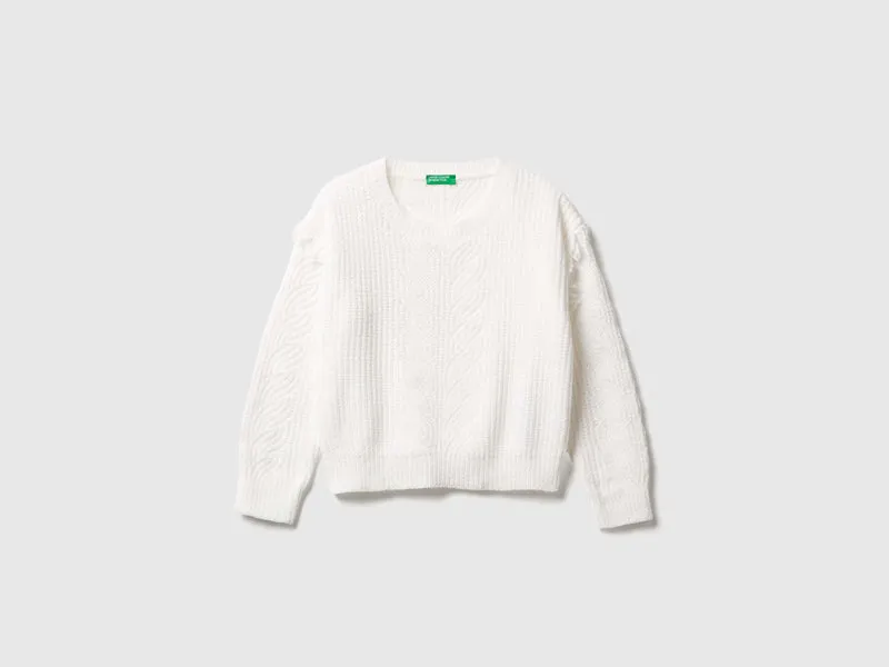 Maglione in ciniglia con frange