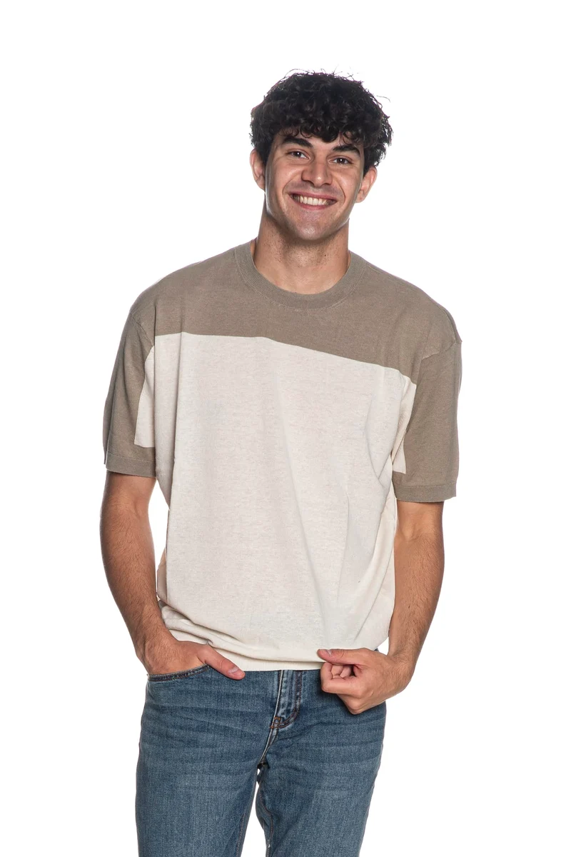 Maglia Armani Exchange Pullover Knit Crew Da Uomo Beige Fango Panna