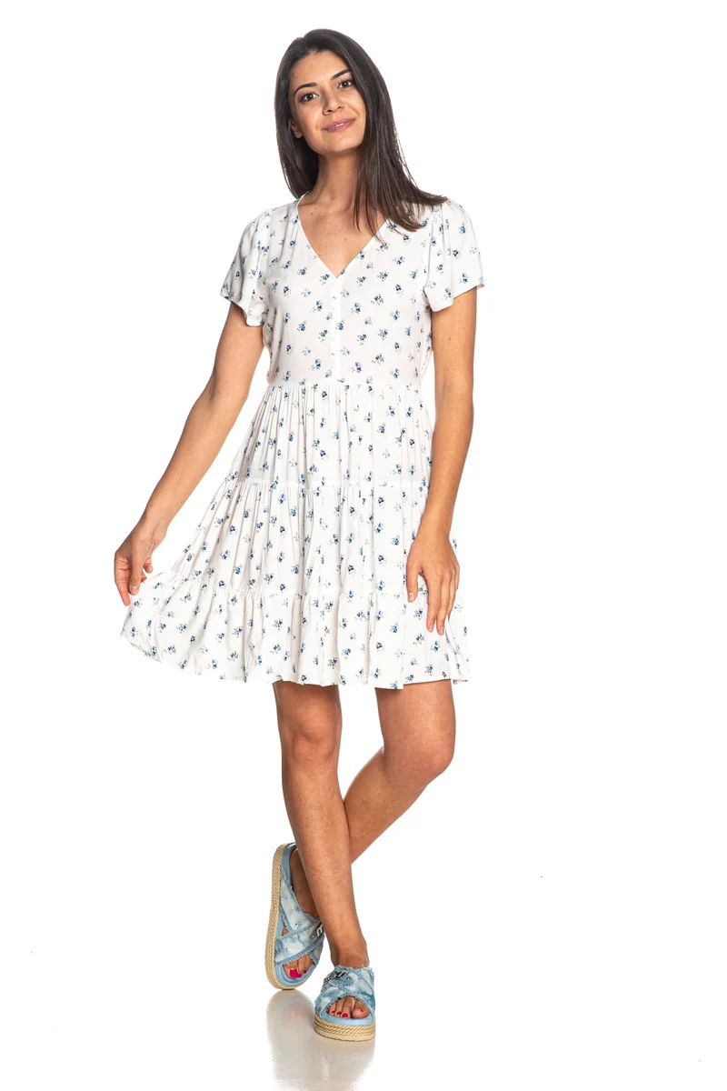 Abito Corto Jdy Sezen Life Da Donna Bianco Fantasia Celeste Blu