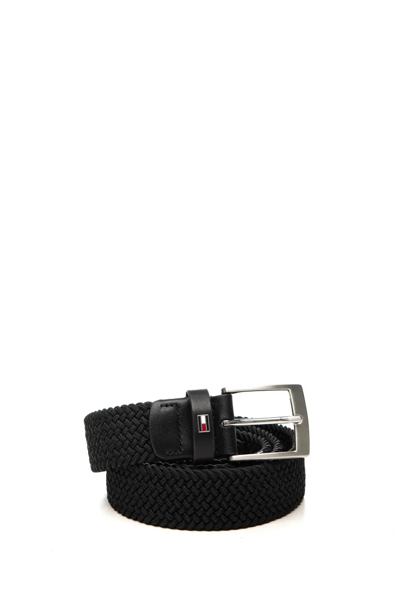 Cintura Tommy Hilfiger Adan 3.5 Da Uomo Nero In Trama Elastica