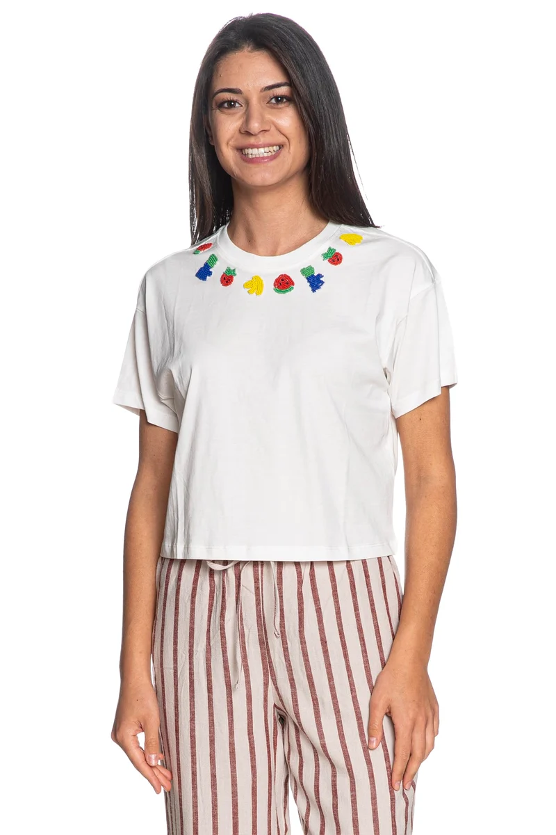 T Shirt Bella Fruit Da Donna Bianca