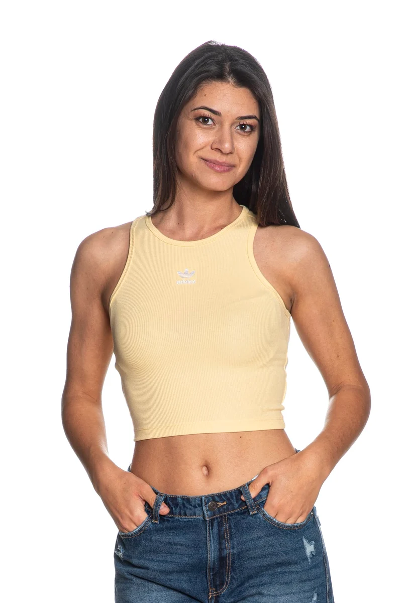 Canotta Top Adidas Ess Rib Tank Sun Da Donna Giallo Pastello