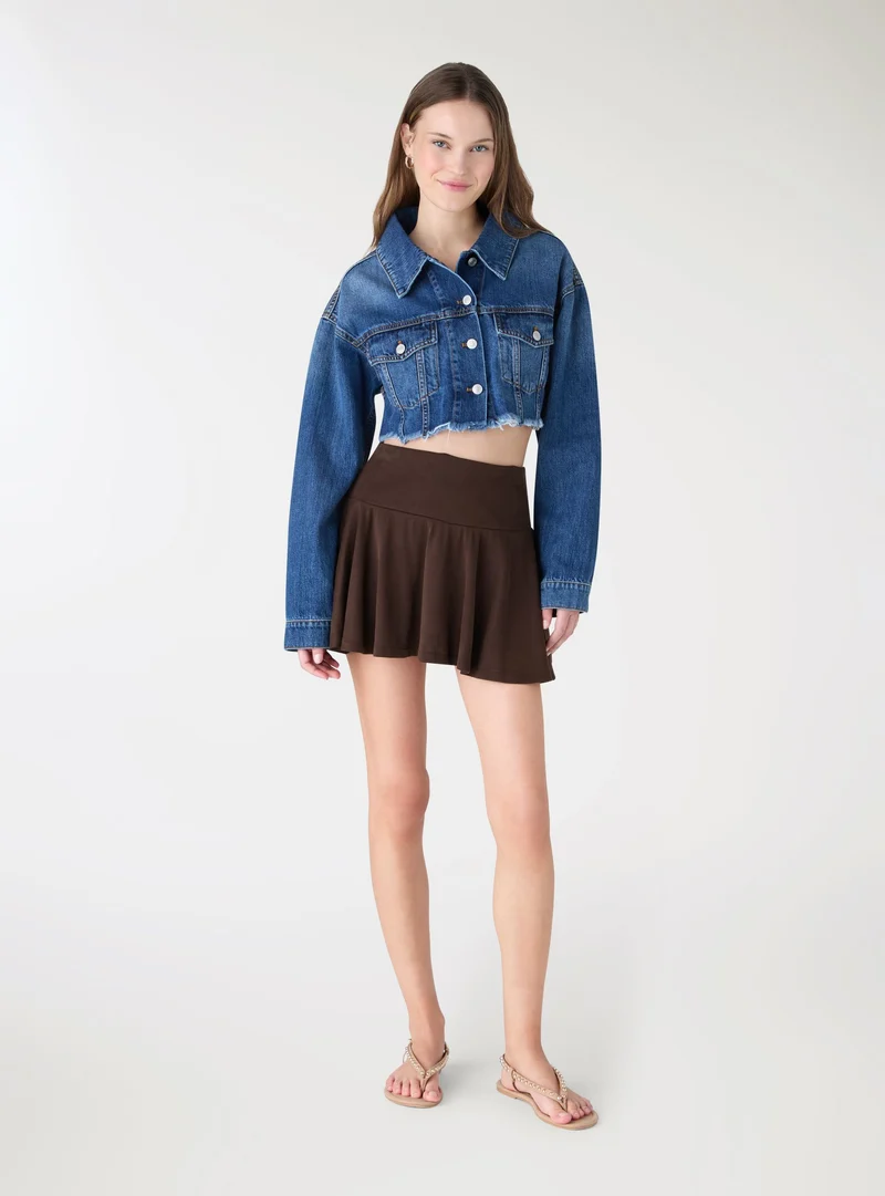 Giubbino crop in denim con tasche