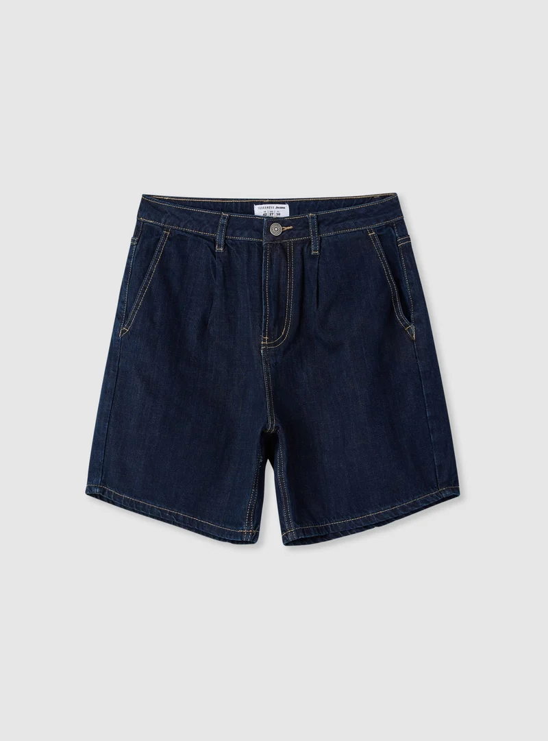 Shorts bermuda in denim con pinces
