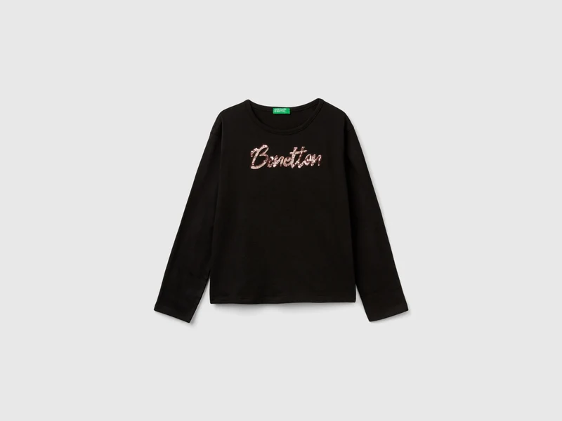 T-shirt in caldo cotone bio con paillettes