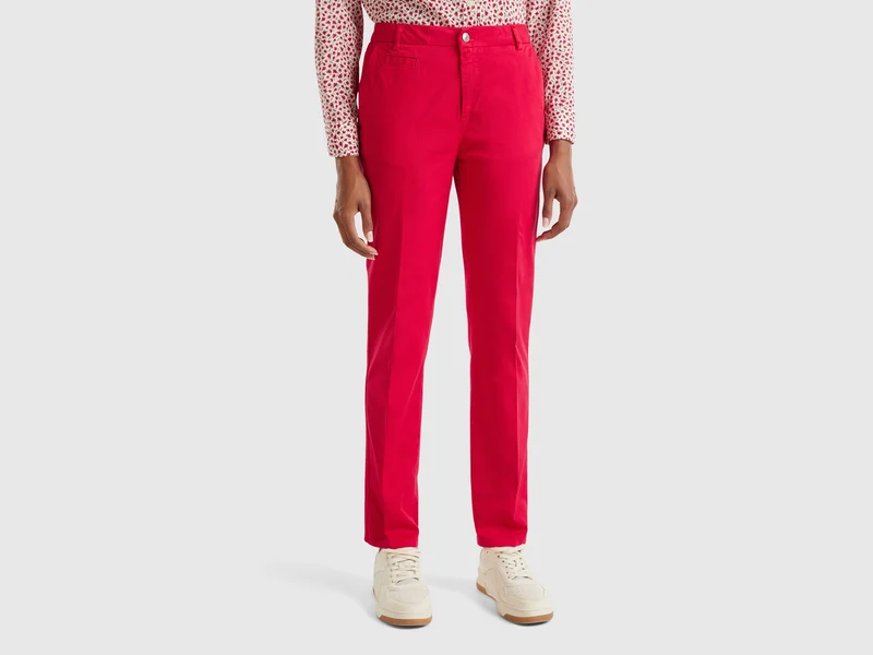 Chino slim fit in cotone rosso