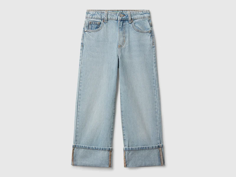 Jeans straight con risvolto