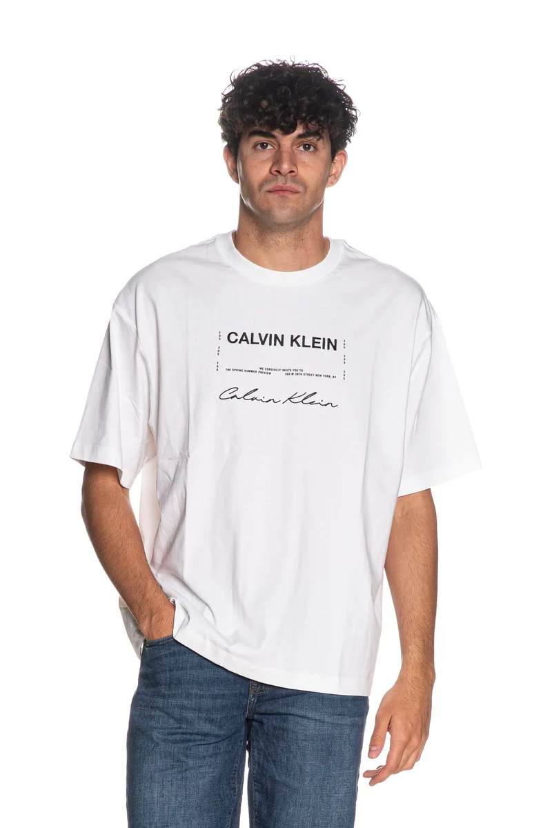 T Shirt Calvin Klein April Graphic Seasonal Da Uomo Bianca