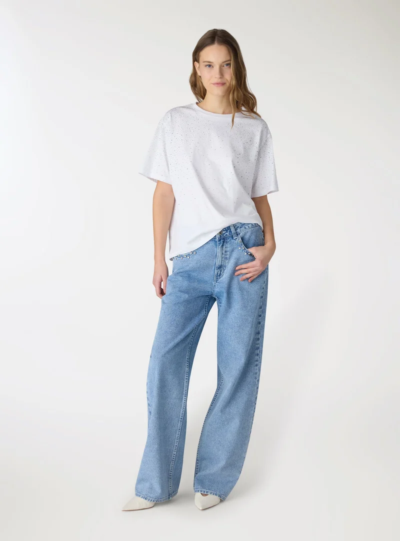 T-shirt vestibilità maxi con applicazioni degradé