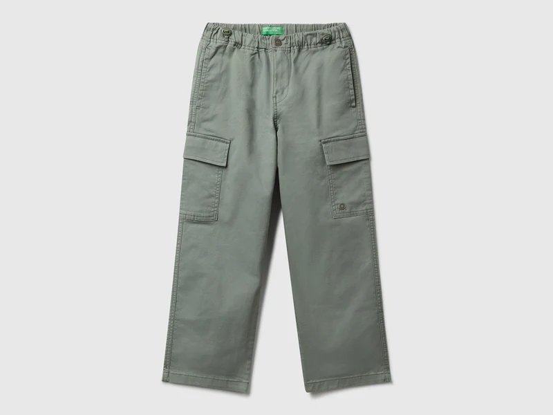 Pantaloni parachute in cotone stretch